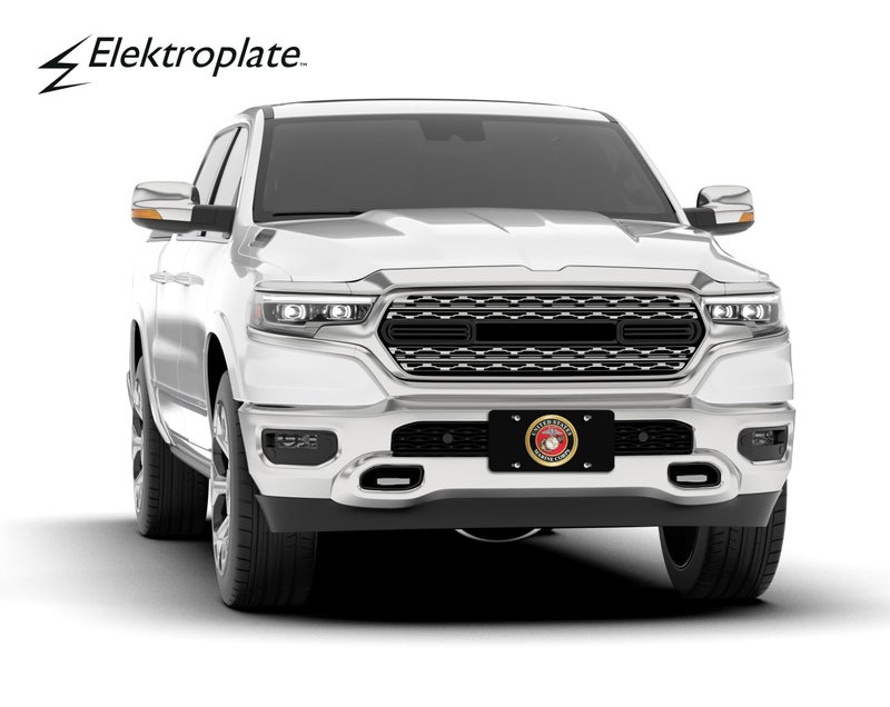 Elektroplate Officially Licensed United States Marine Corps All-Metal Black Steel Decorative Front Plate with 3D Emblem | Weatherproof Automotive Accessory for Cars, SUVs, Trucks (12" x 6") - Image 2